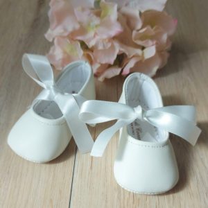 Ballerina Neonata Battesimo Nappa con Nastro Raso