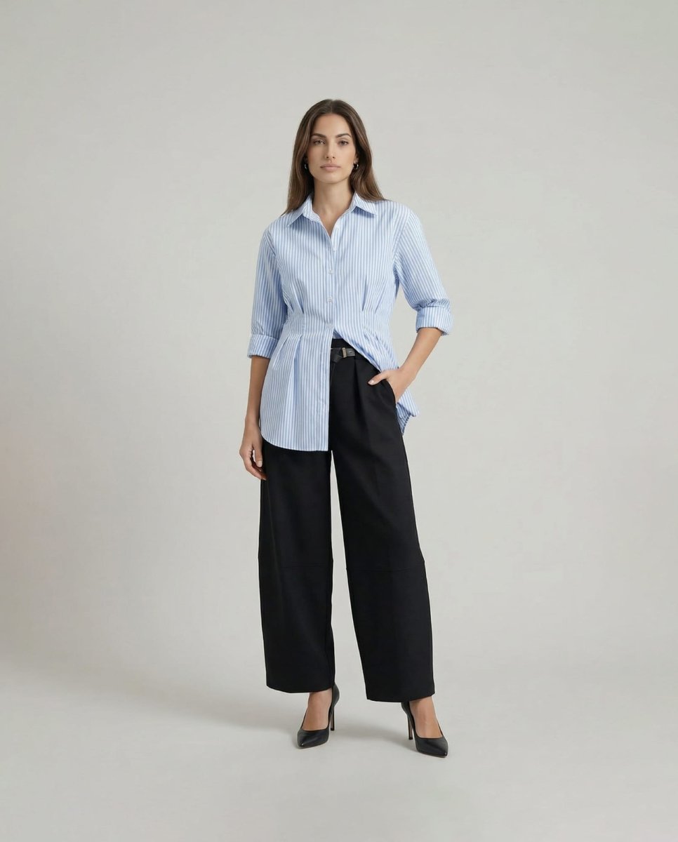 Abito a camicia a righe - azzurro