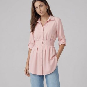 Abito corto a camicia - rosa