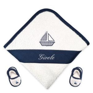 Accappatoio Neonato Personalizzato Barchetta in 2 colori