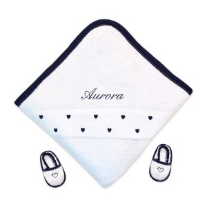 Accappatoio Neonato Personalizzato con cuoricini in 5 colori