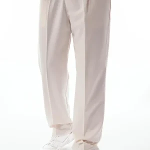 Pantalone Uomo Elegante Casual Beige Chiaro – Fondo Ampio, Tessuto Leggero