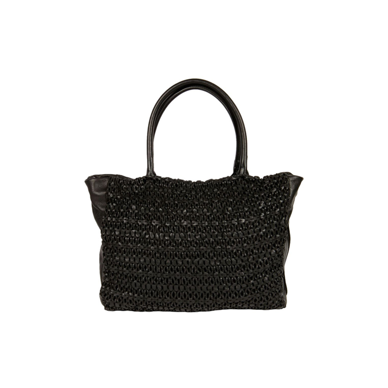 Reptile’s House Borsa a Spalla con Trafori in Pelle Nera con Tracolla - immagine 2