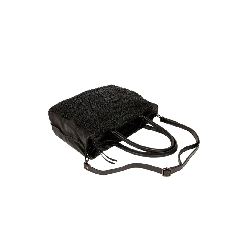 Reptile’s House Borsa a Spalla con Trafori in Pelle Nera con Tracolla - immagine 4